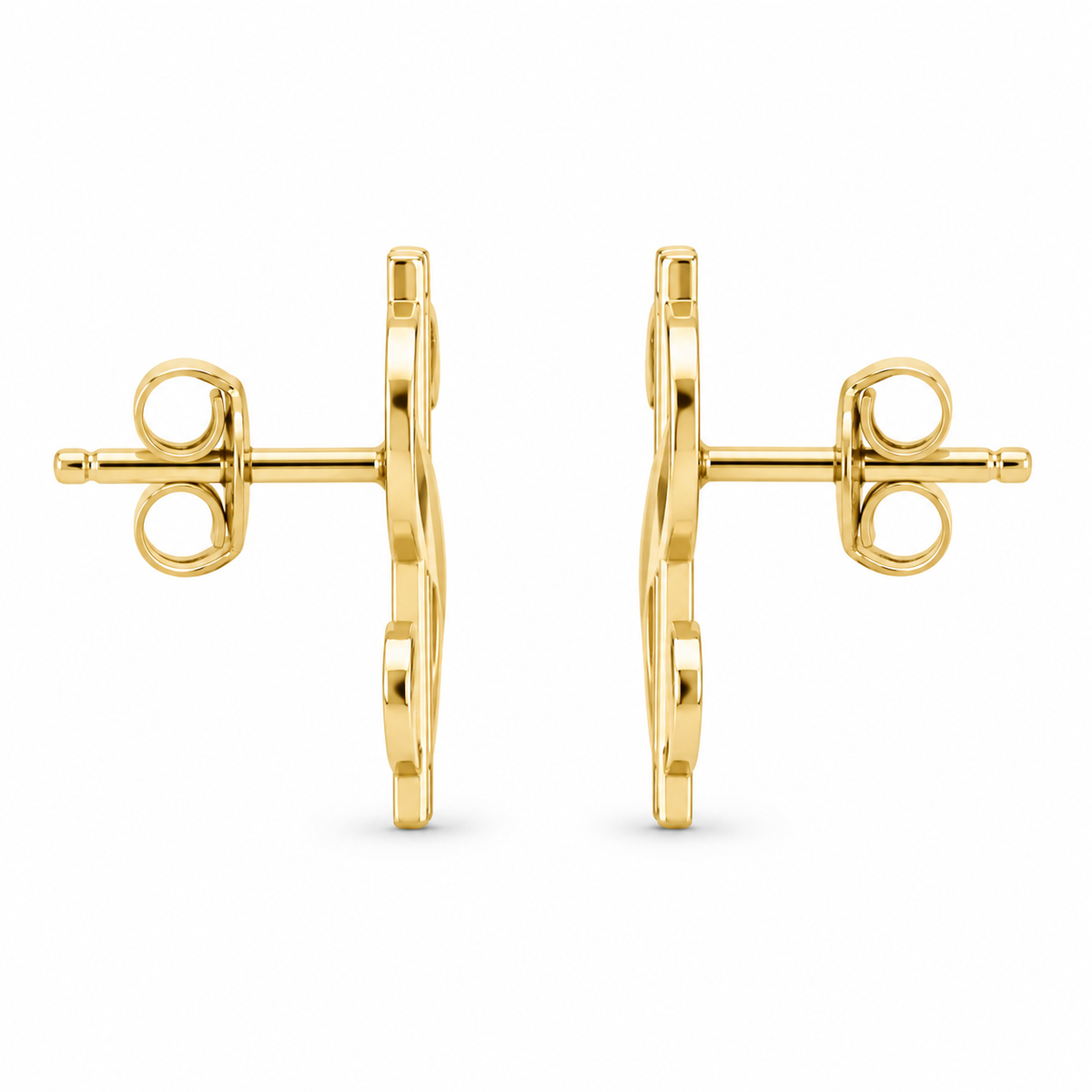 10K Yellow Gold Money Sign Earrings (Regular) - side view