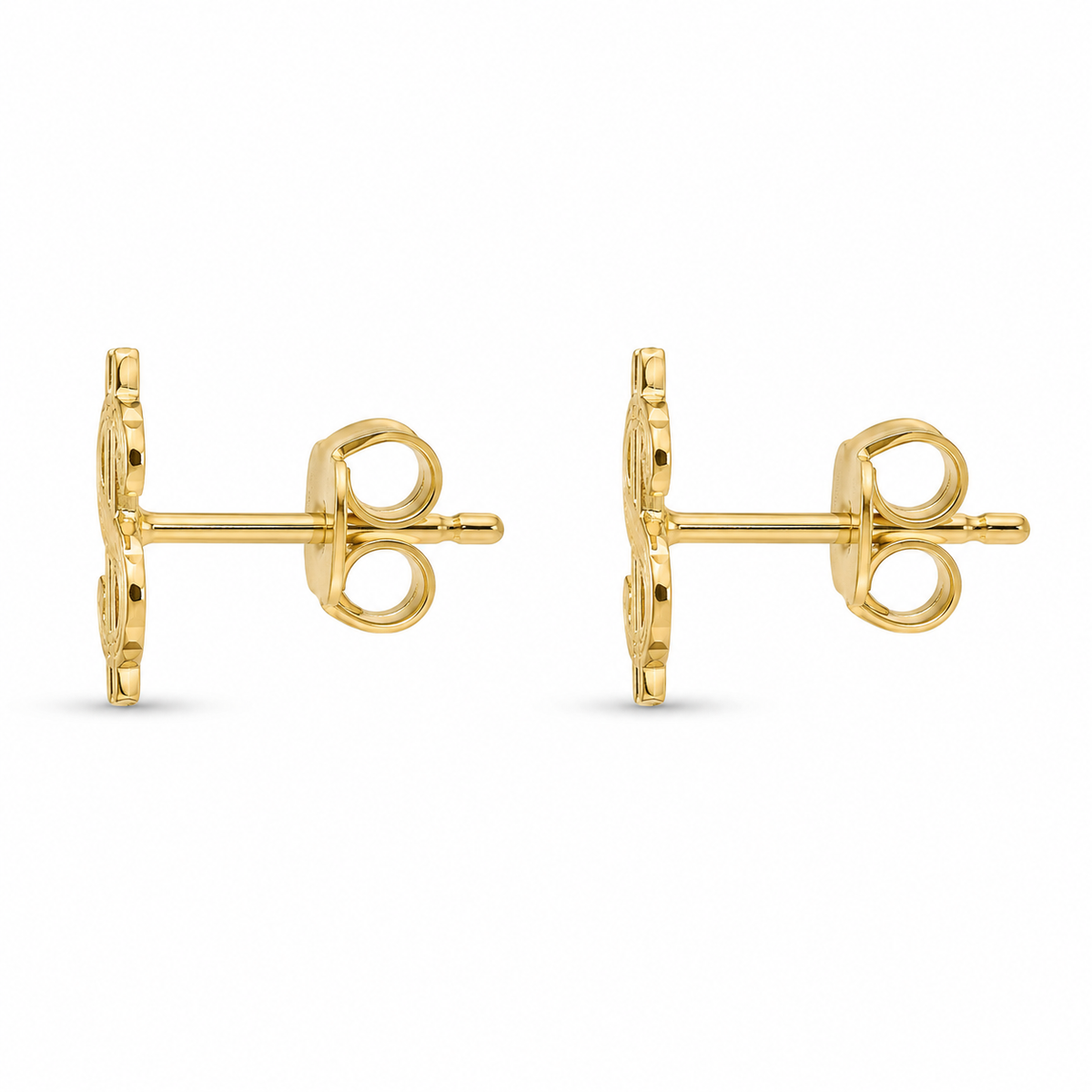 10K Yellow Gold Money Sign Earrings Small - side view