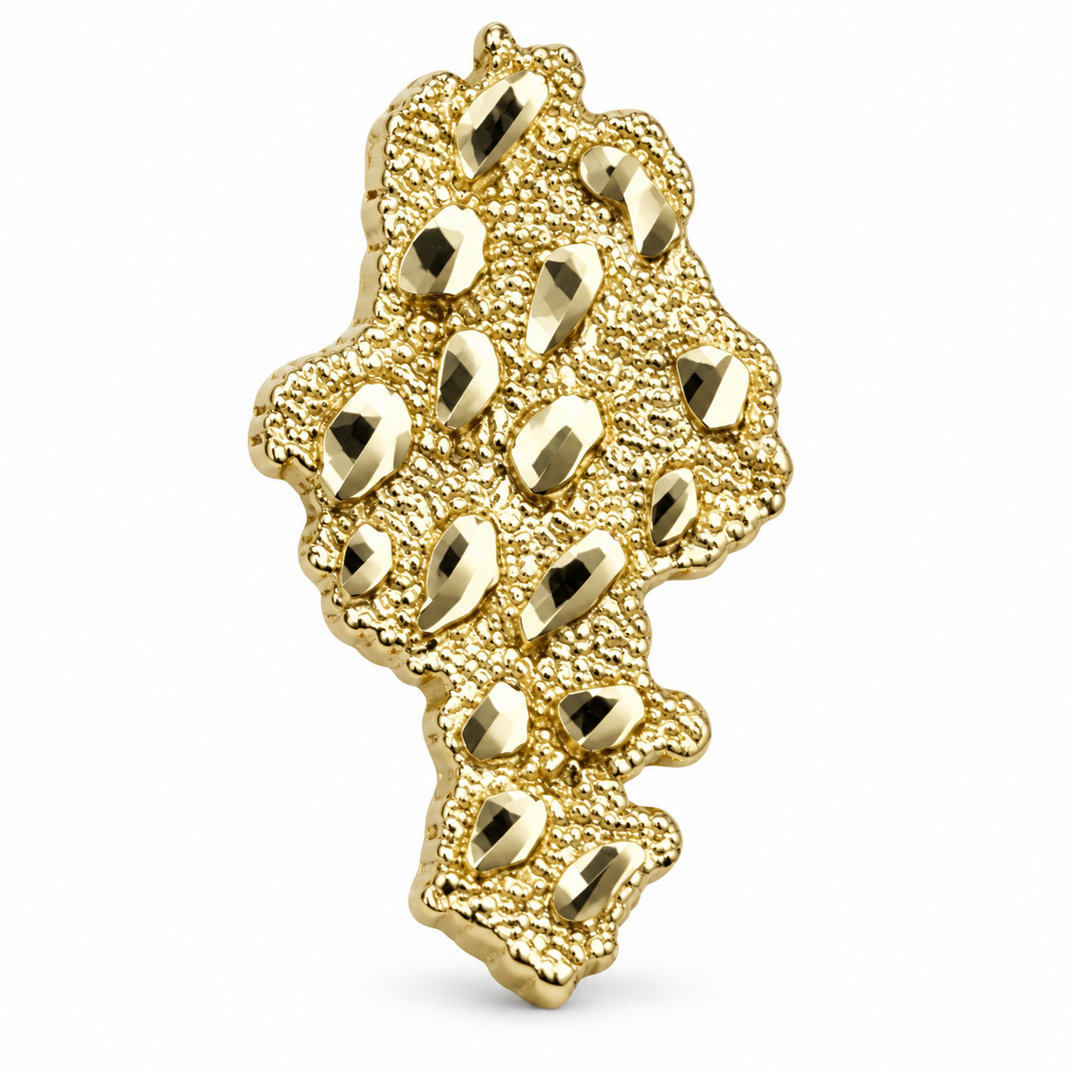 10K Yellow Gold Nugget Shaped Earrings Medium - macro detail