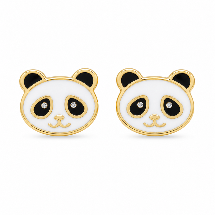 10K Gold Panda Earrings (Screwback) — 10K real gold jewelry from STF Diamonds, Los Angeles