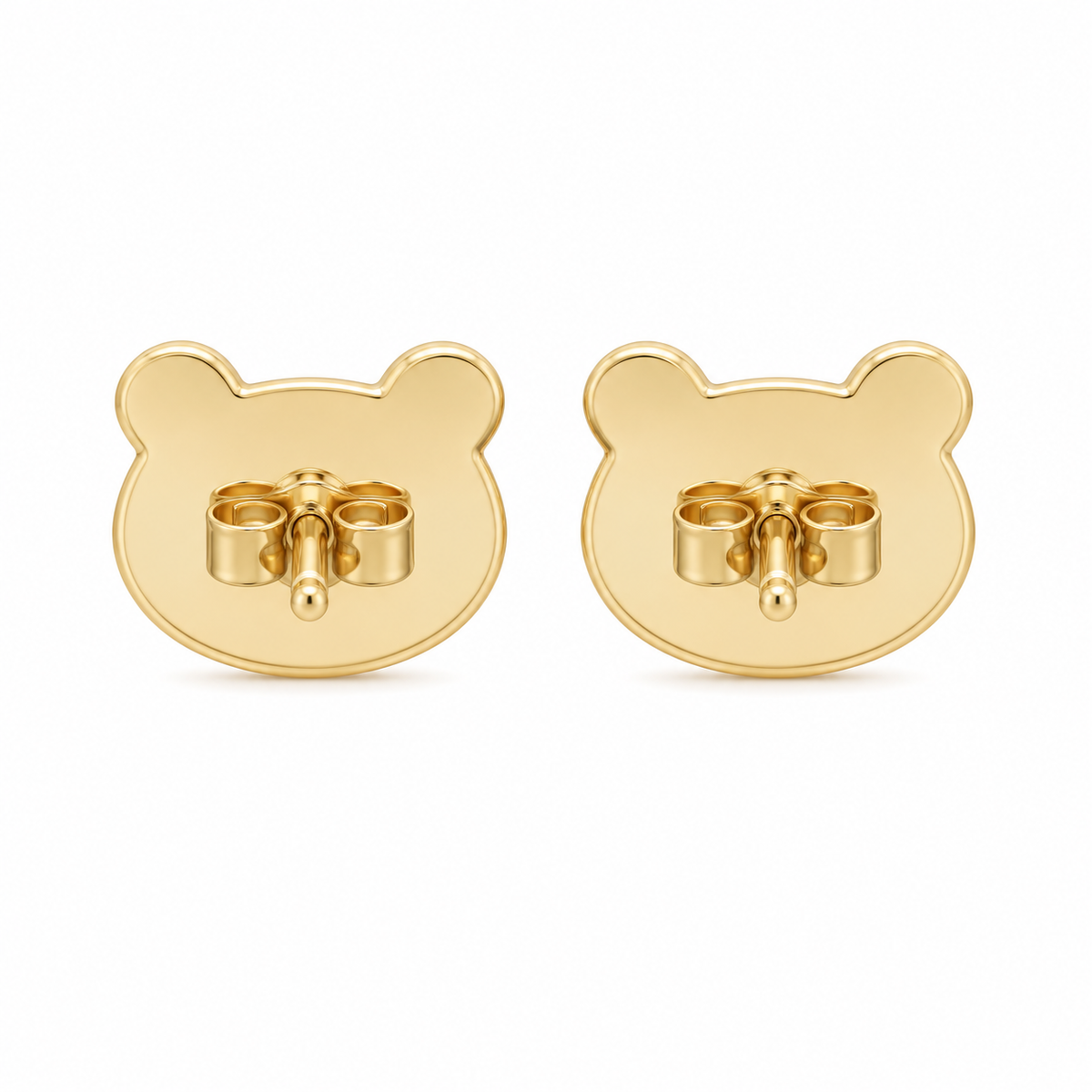 10K Yellow Gold Panda Earrings (Screwback) - back view
