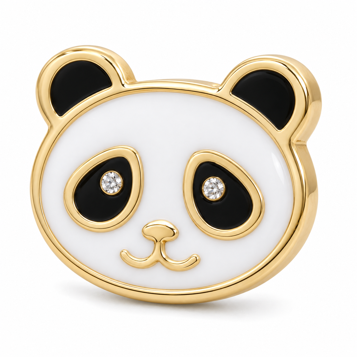 10K Yellow Gold Panda Earrings (Screwback) - macro detail