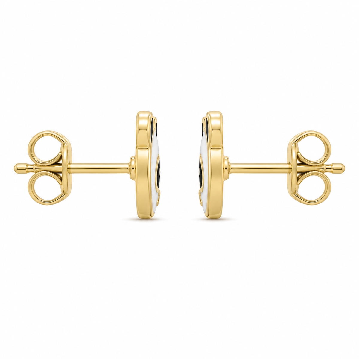 10K Yellow Gold Panda Earrings (Screwback) - side view