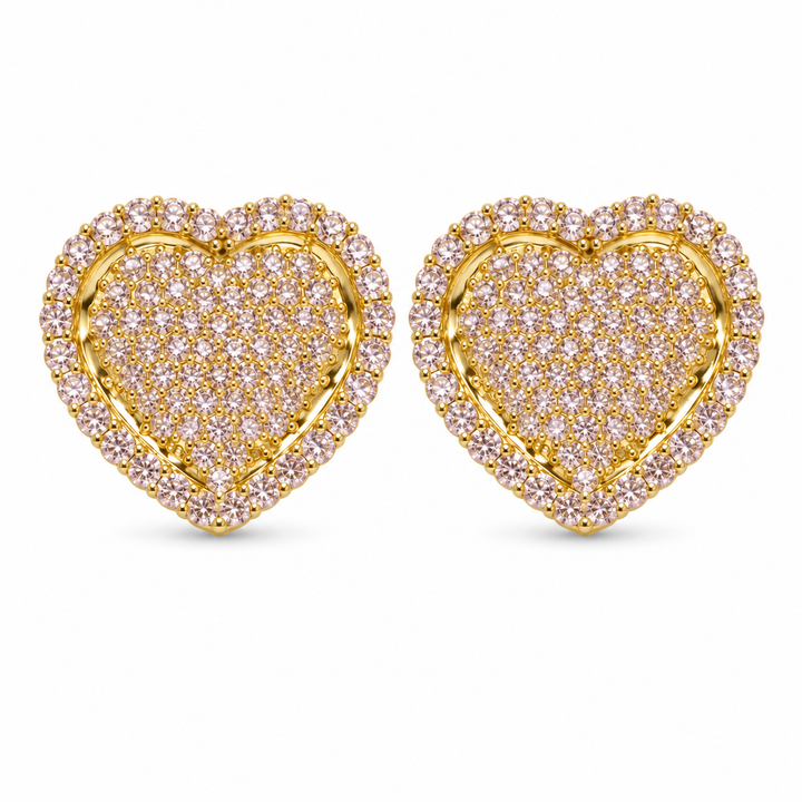 10K Gold Pink Heart Earrings (17mm) Limited — 10K real gold jewelry from STF Diamonds, Los Angeles