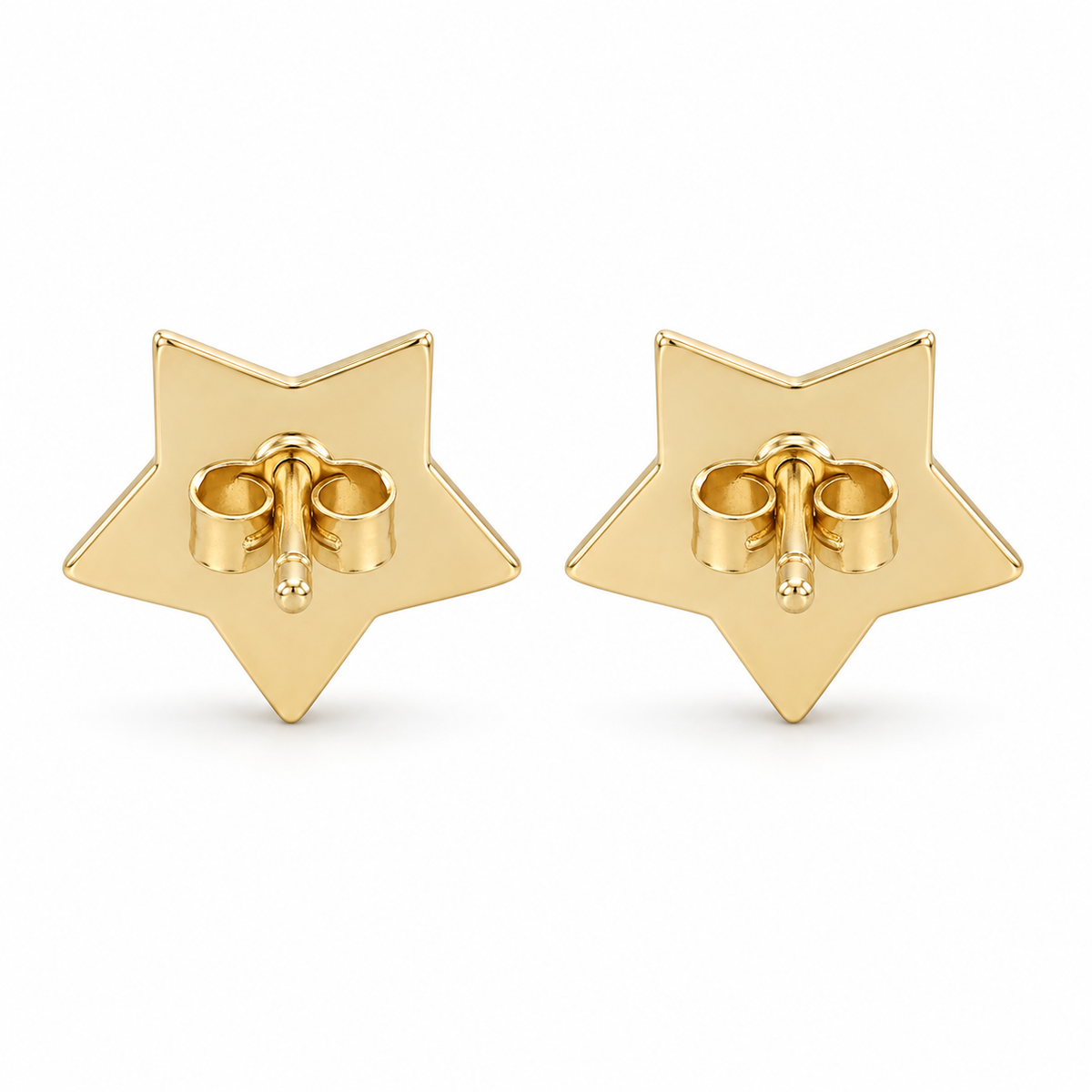 10K Yellow Gold Pink & White CZ Star Earrings - back view