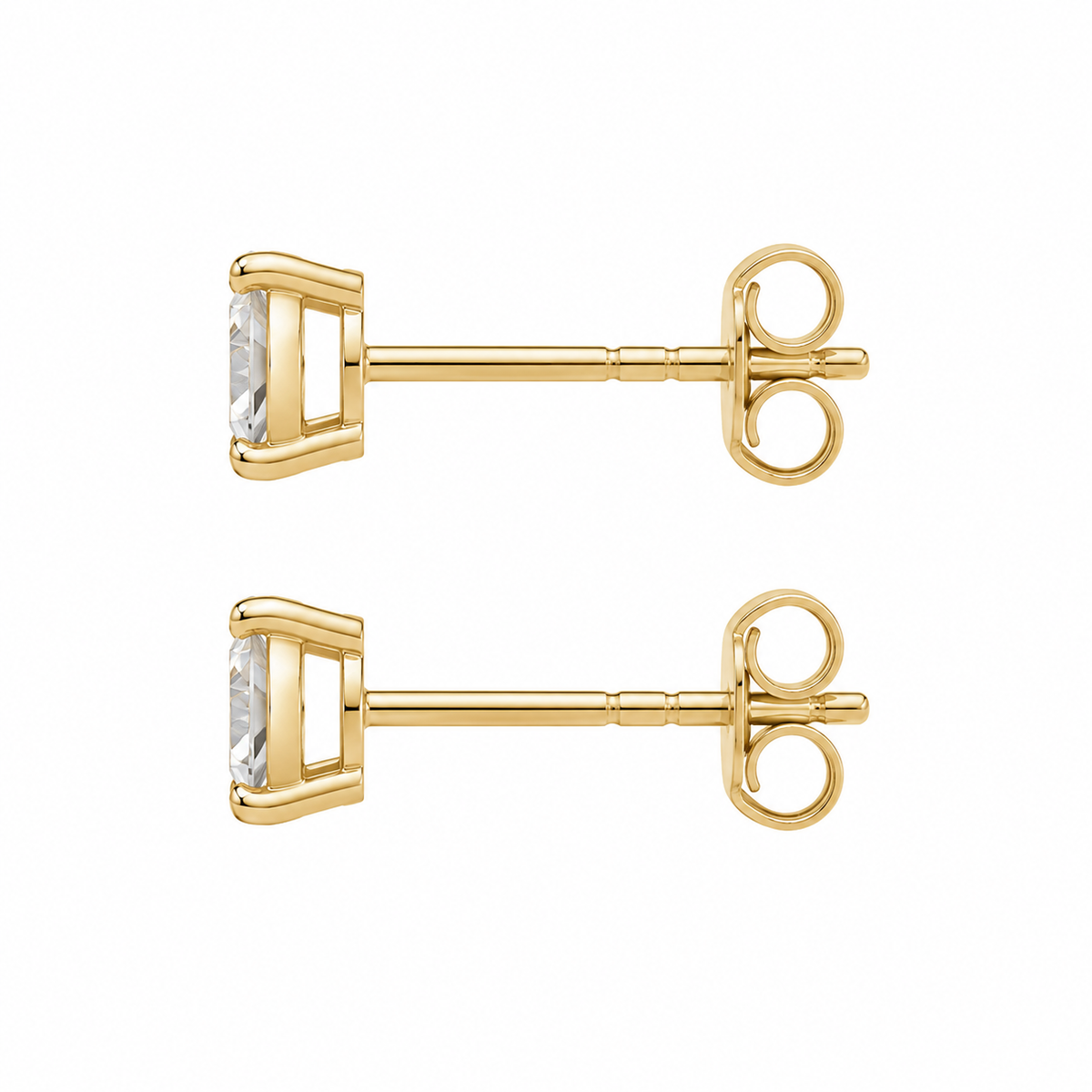 10K Solid Yellow Gold Presidential Crown Earrings, White CZ medium - front view