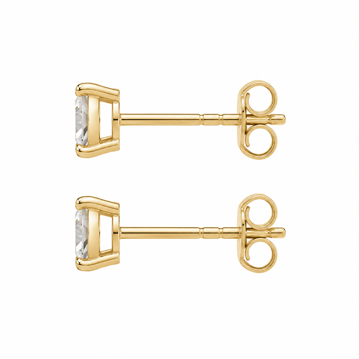 10K Solid Yellow Gold Presidential Crown Earrings, White CZ medium - front view