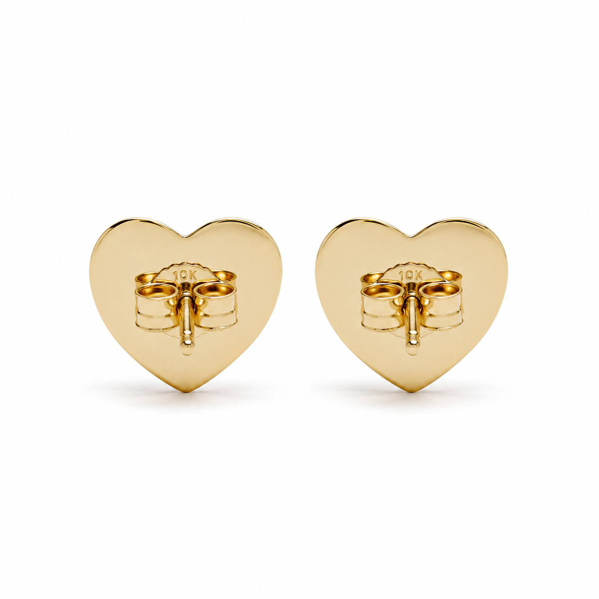 10K Solid Yellow Gold Presidential Crown Earrings, White CZ small - back view