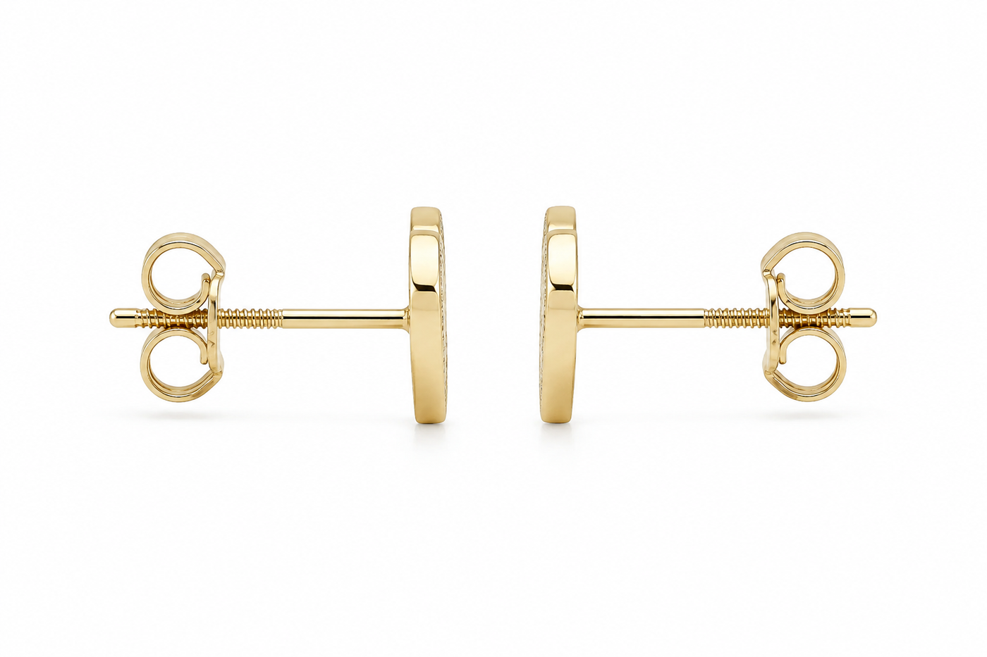 10K Solid Yellow Gold Presidential Crown Earrings, White CZ small - side view