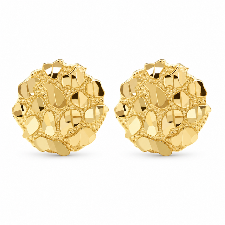 10K Gold Round Nugget Earrings - Large (~18mm) — 10K real gold jewelry from STF Diamonds, Los Angeles