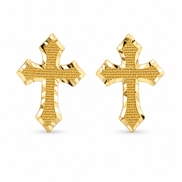 10K Gold Royal Cross Earrings — 10K real gold jewelry from STF Diamonds, Los Angeles