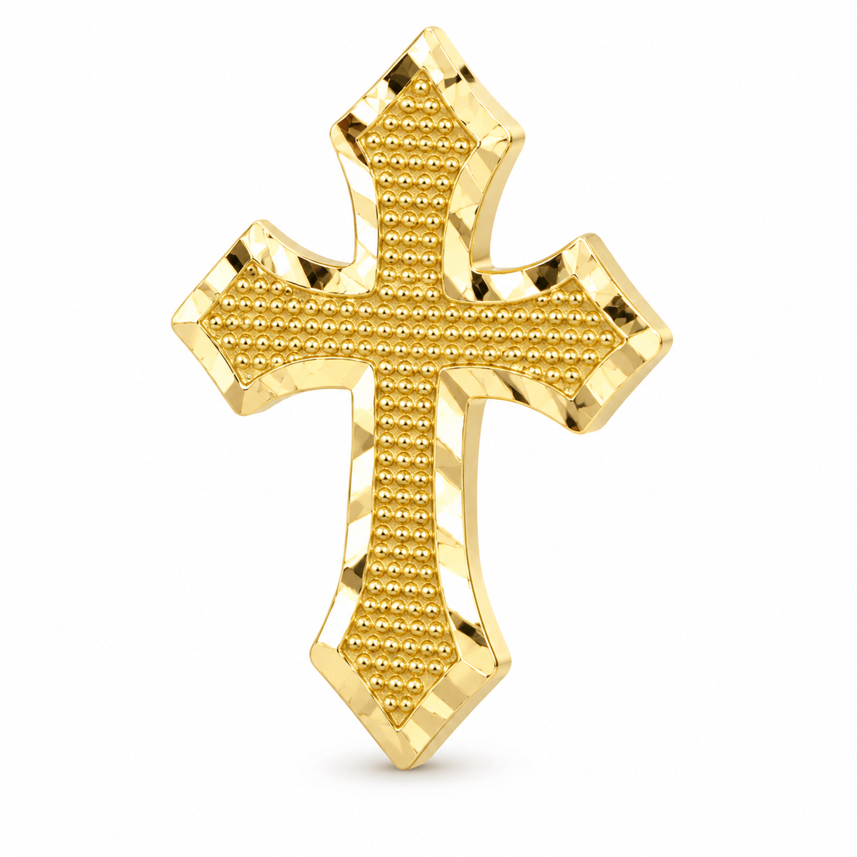 10K Yellow Gold Royal Cross Earrings - macro detail