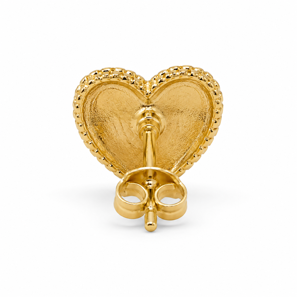 10K Solid Yellow Gold Presidential Crown Earrings, CZ Border - back view