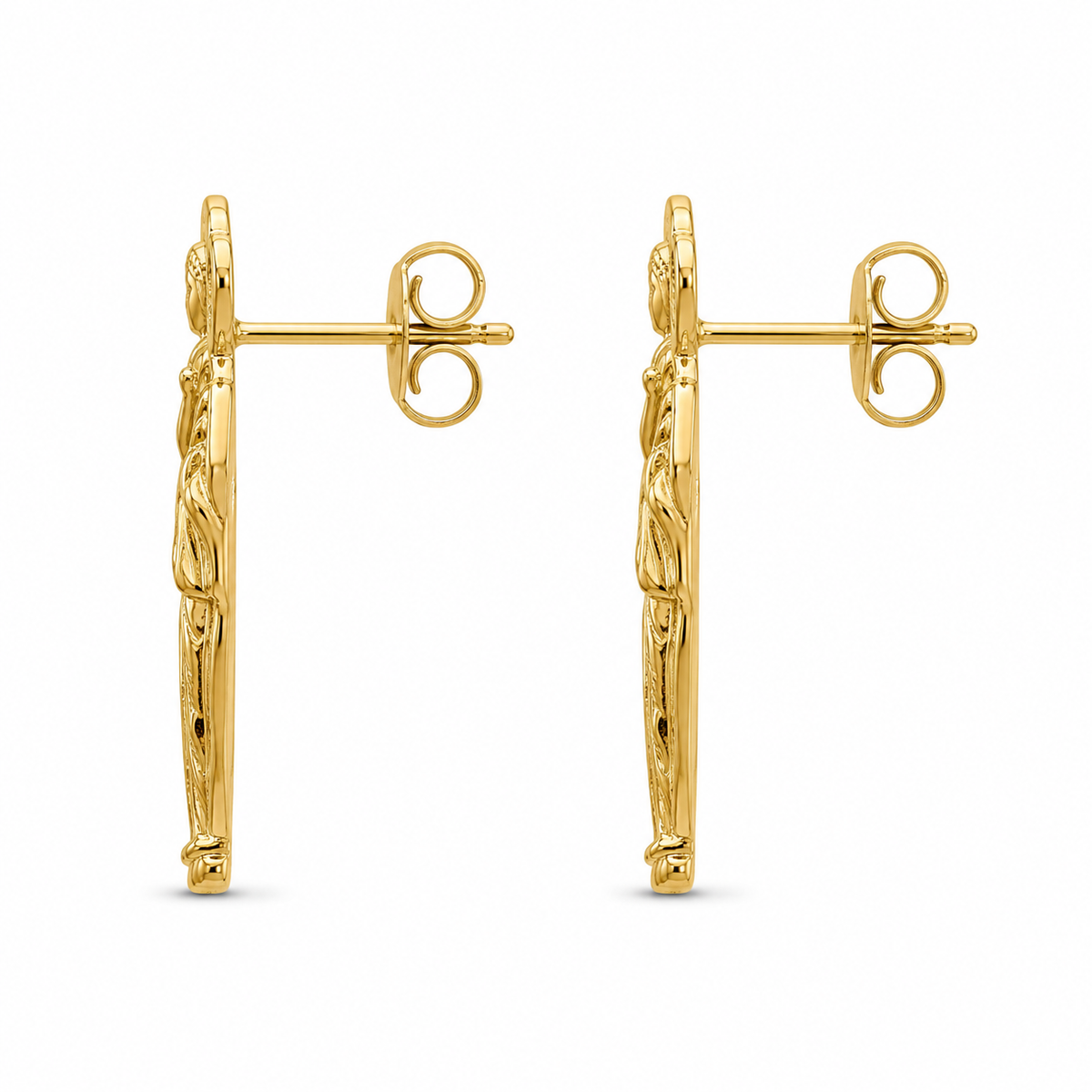 10K Yellow Gold San Judas Earrings - back view