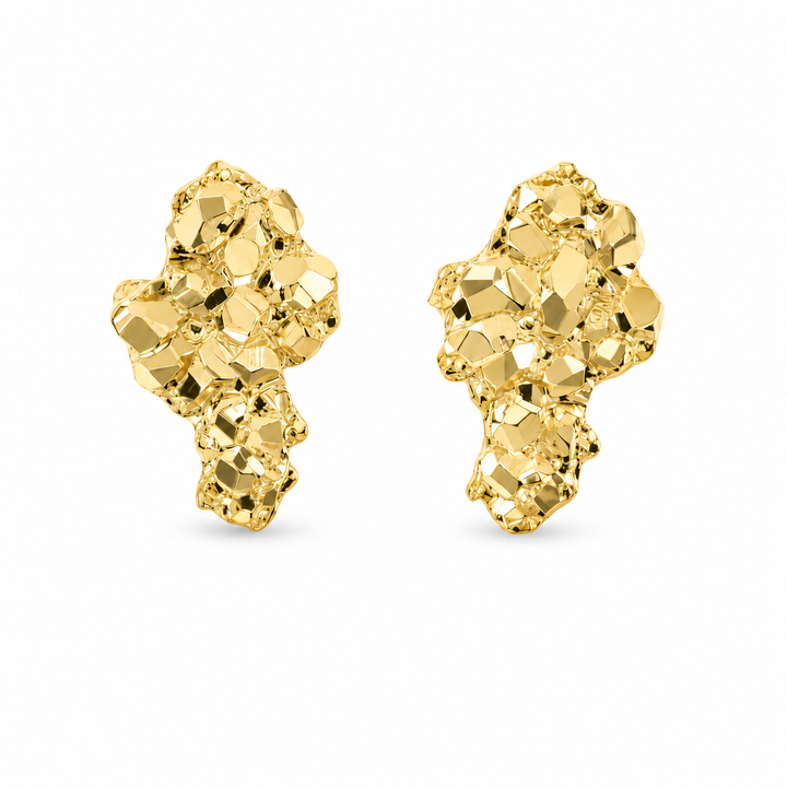 10K Gold Small Nugget Shaped Earrings — 10K real gold jewelry from STF Diamonds, Los Angeles