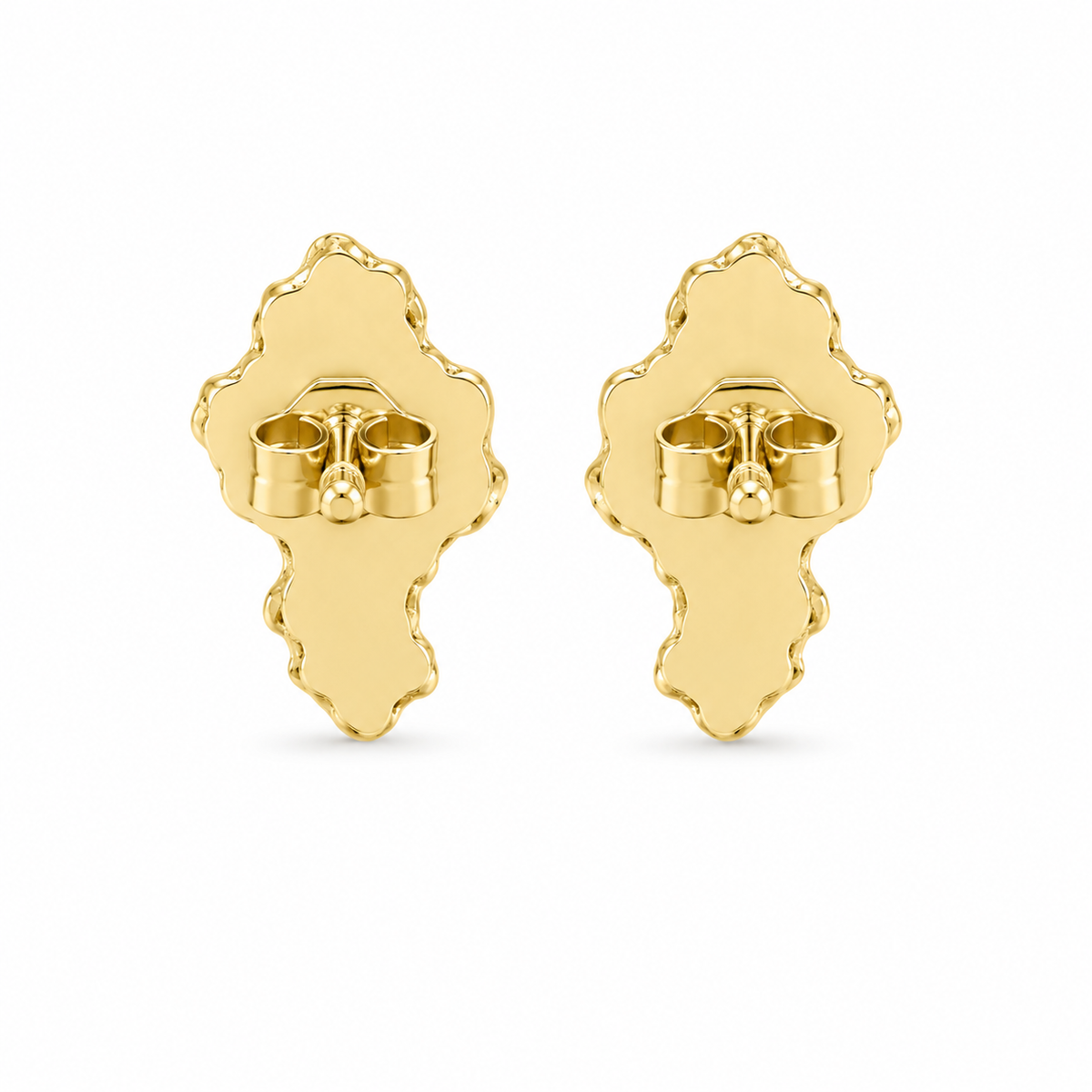 10K Yellow Gold Small Nugget Shaped Earrings - back view