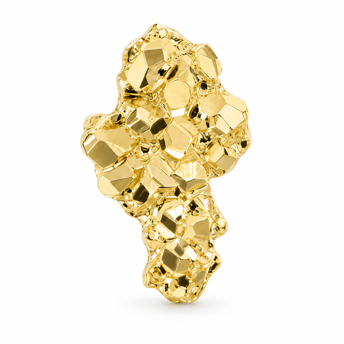 10K Yellow Gold Small Nugget Shaped Earrings - macro detail