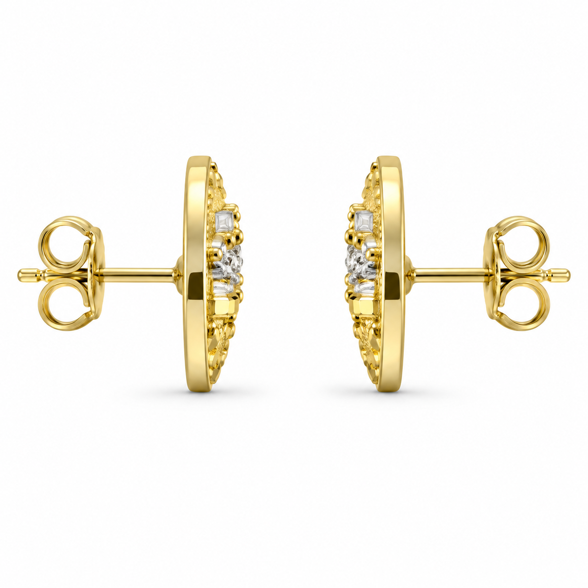 10K Yellow Gold Solid Last Supper Earrings - side view