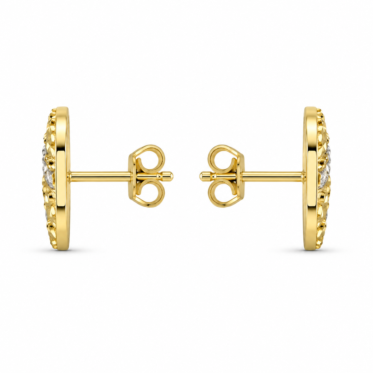 10K Yellow Gold Solid Last Supper Earrings - side view