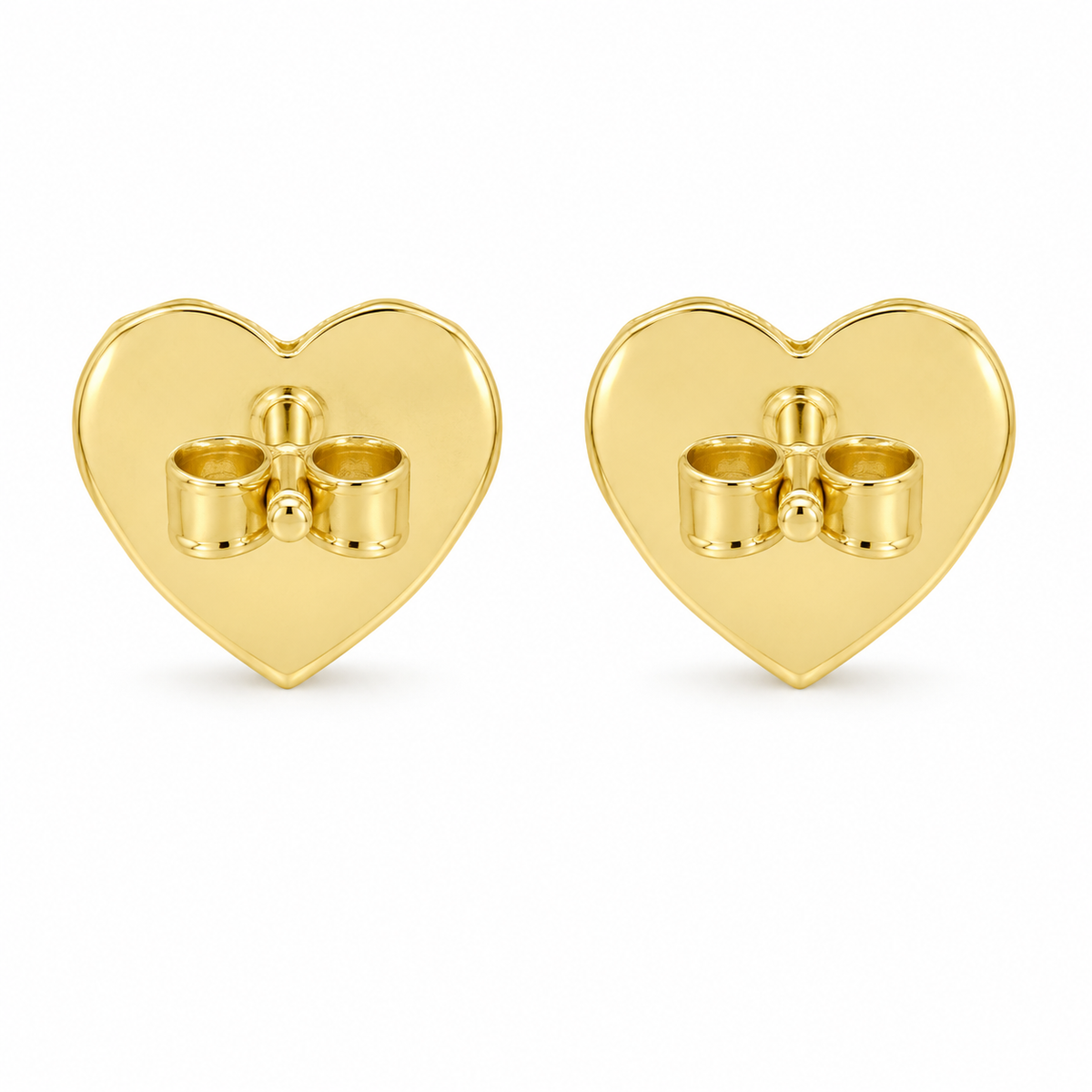 10K Yellow Gold Spring Heart CZ White Earrings - back view