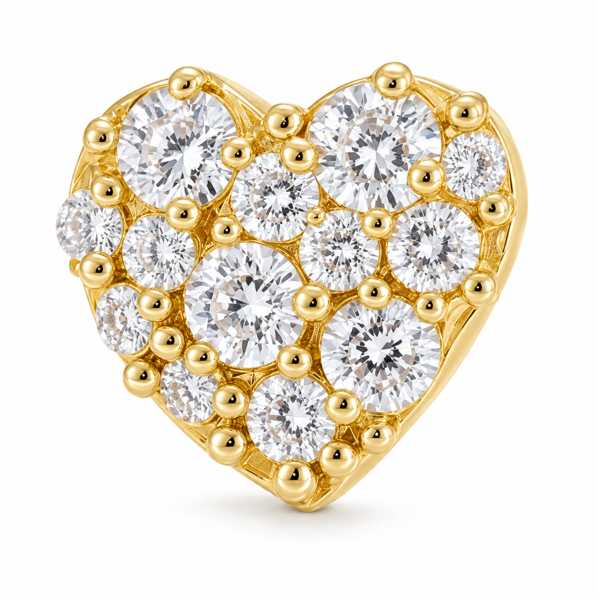 10K Yellow Gold Spring Heart CZ White Earrings - macro detail