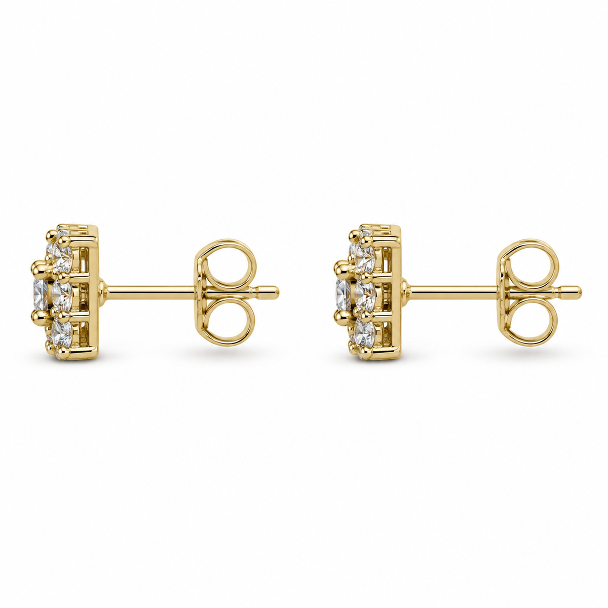 10K Yellow Gold Square CZ Earrings (M) - side view