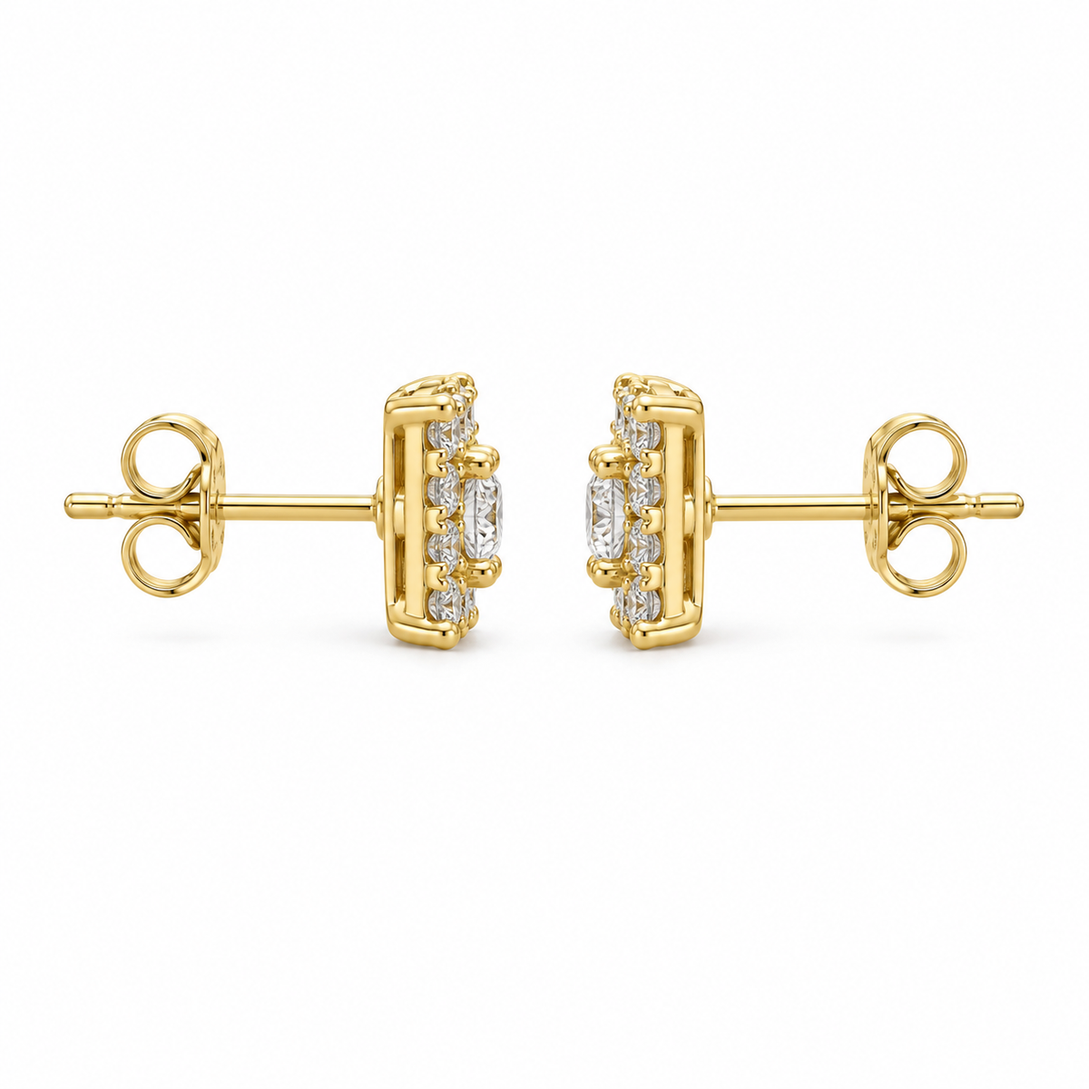 10K Yellow Gold Square CZ Earrings (Micro) - side view