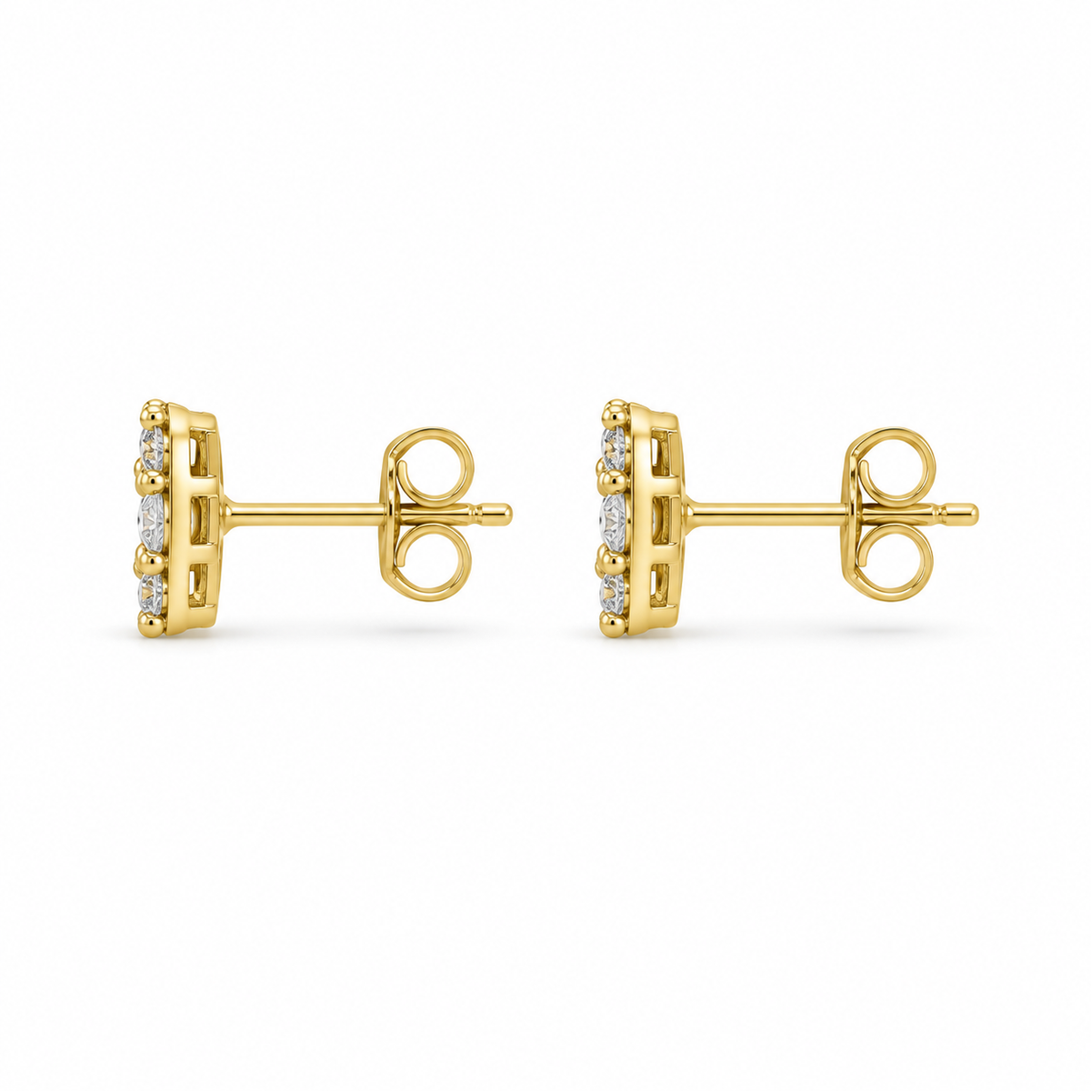 10K Yellow Gold Square CZ Earrings (Micro) - side view