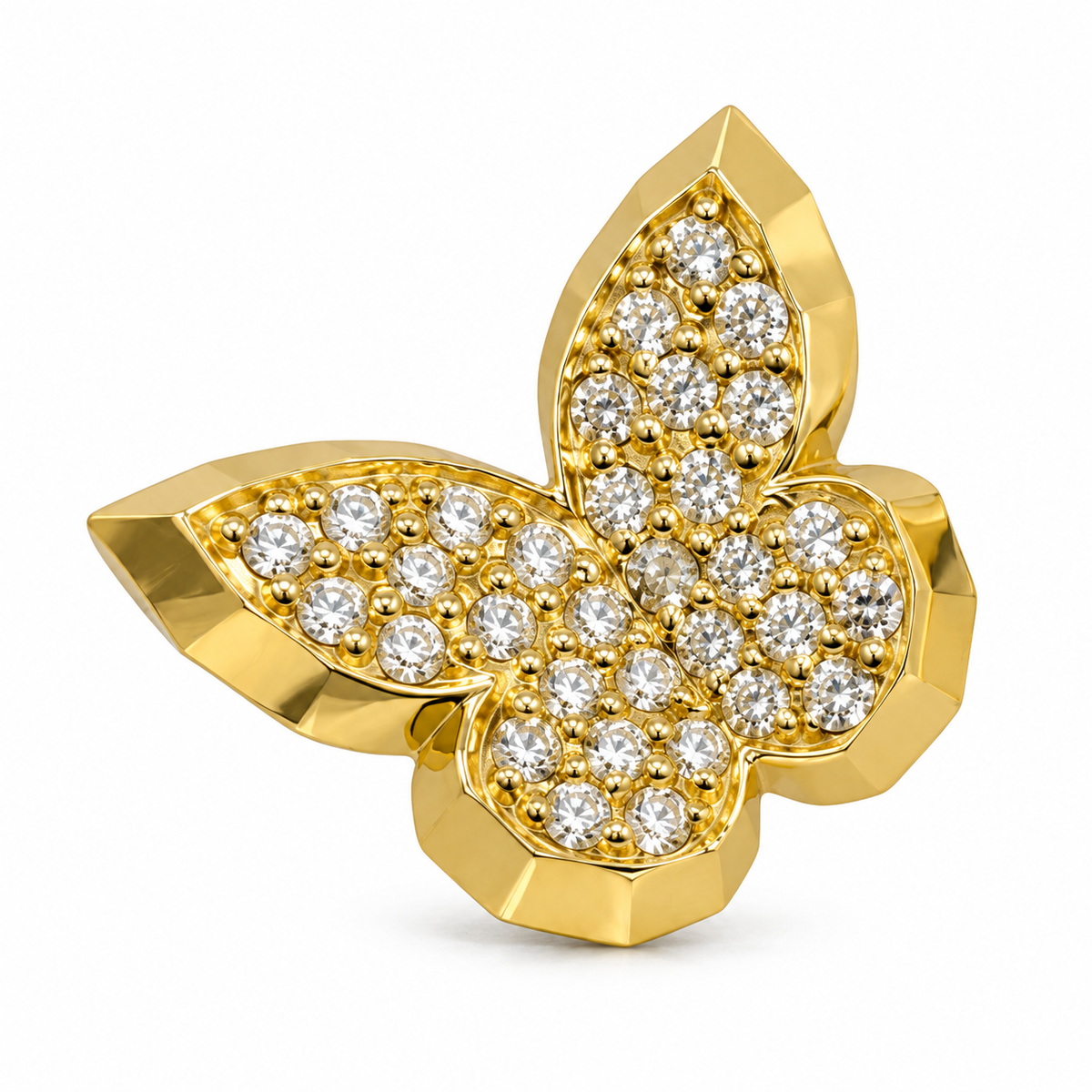10K Yellow Gold Wing Butterfly Earrings (Screwback) - macro detail