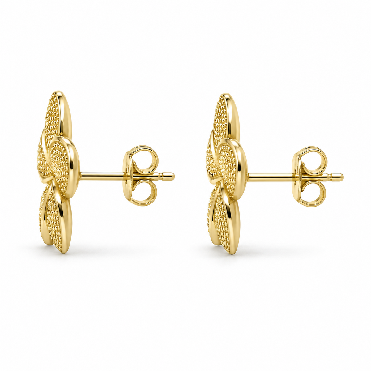 10K Yellow Gold XL Hibiscus Earrings - back view