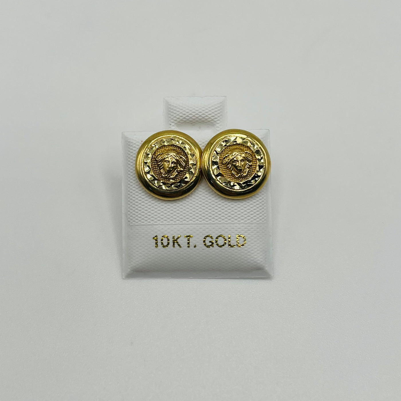 10K Gold Diamond Cut Medusa Earrings