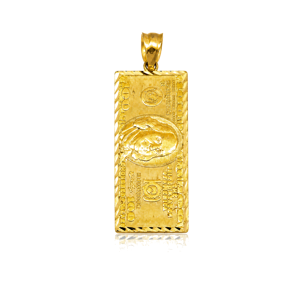 10K Gold $100 Bill Charm — 10K real gold jewelry from STF Diamonds, Los Angeles