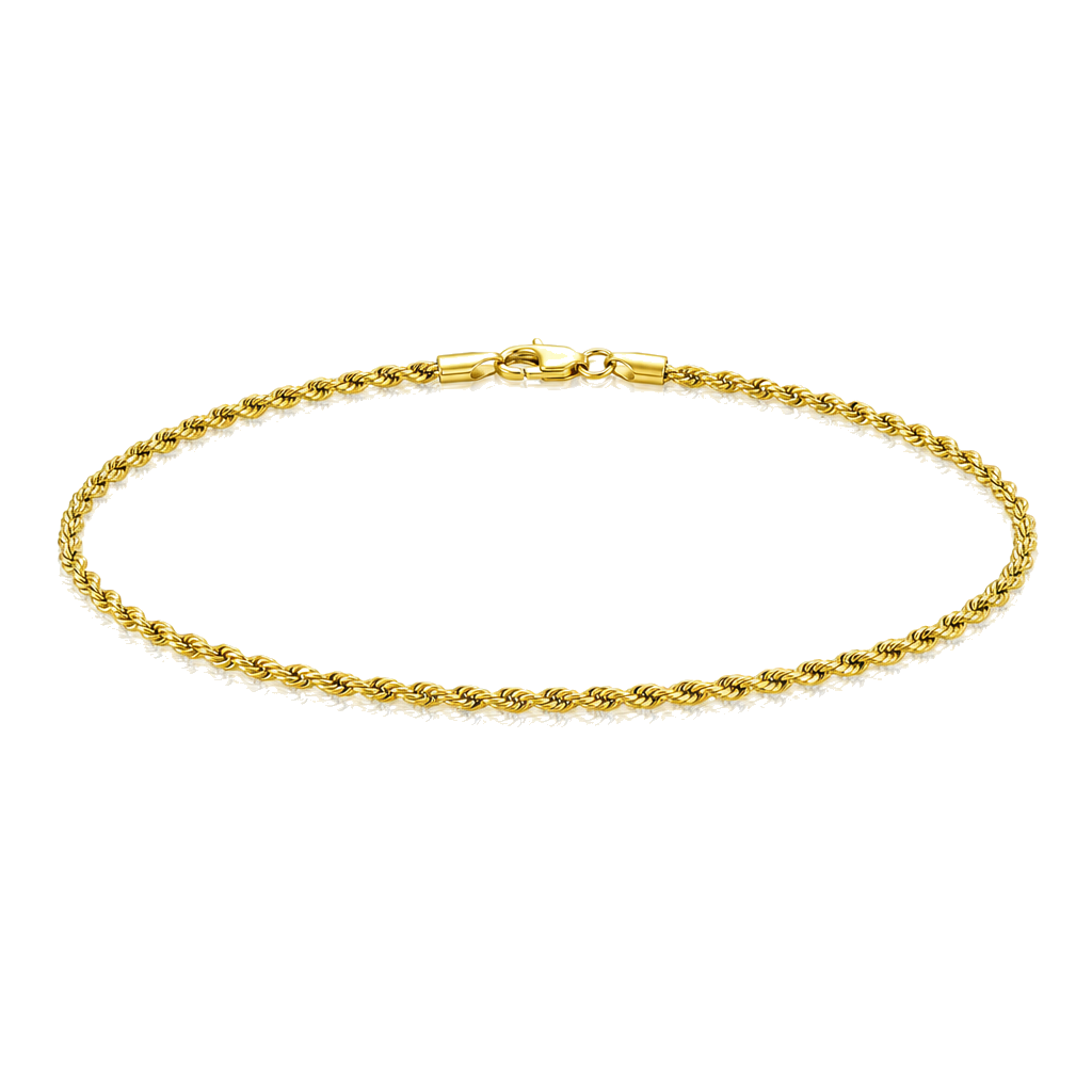 10K Gold 2mm Hollow Rope Bracelet — 10K real gold jewelry from STF Diamonds, Los Angeles