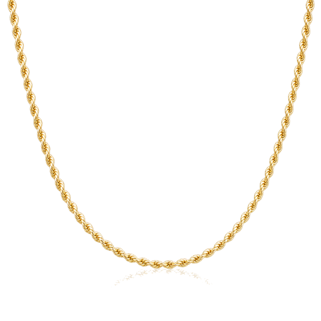 10K Gold 2mm Hollow Rope Chain — 10K real gold jewelry from STF Diamonds, Los Angeles