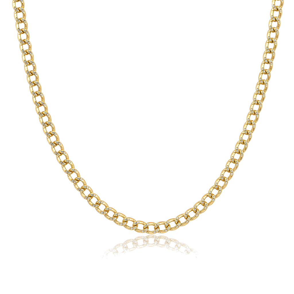 10K Gold 3.4mm Hollow Pave Cuban Chain — 10K real gold jewelry from STF Diamonds, Los Angeles