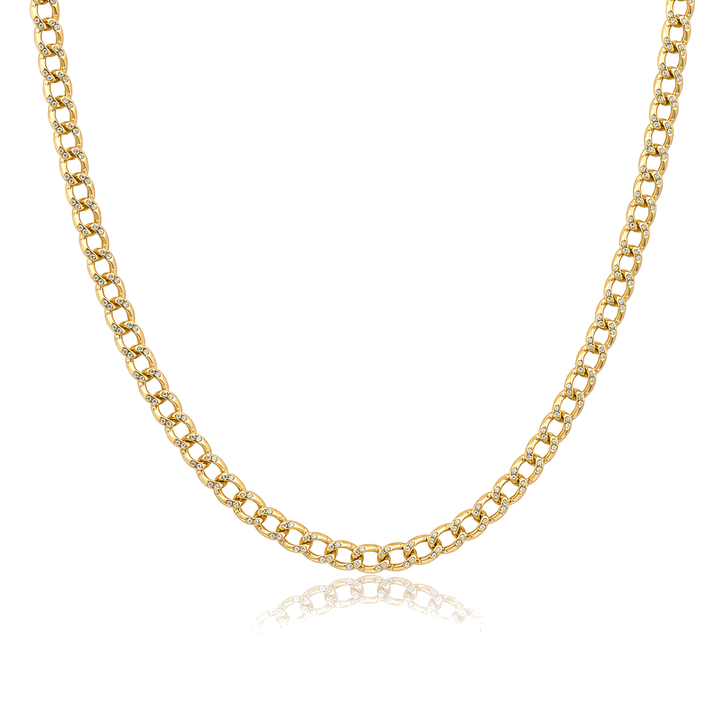 10K Gold 3.4mm Hollow Pave Cuban Chain — 10K real gold jewelry from STF Diamonds, Los Angeles