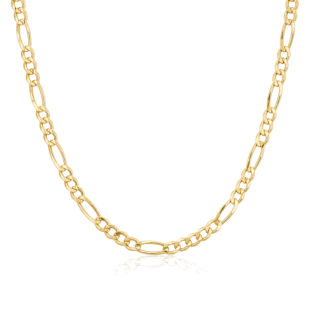 10K Gold 3.5mm Diamond-Cut Figaro Chain — 10K real gold jewelry from STF Diamonds, Los Angeles