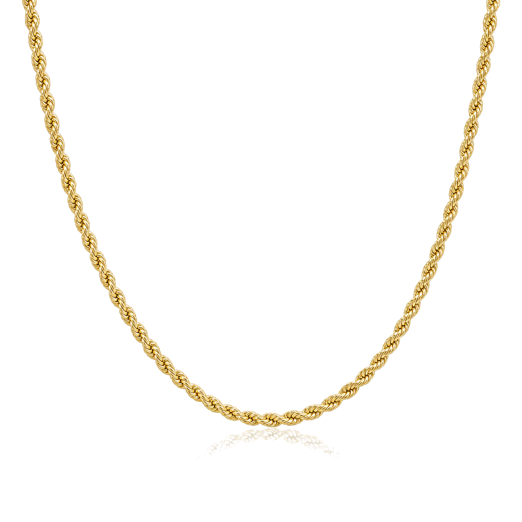 10K Gold 3mm Hollow Rope Chain — 10K real gold jewelry from STF Diamonds, Los Angeles