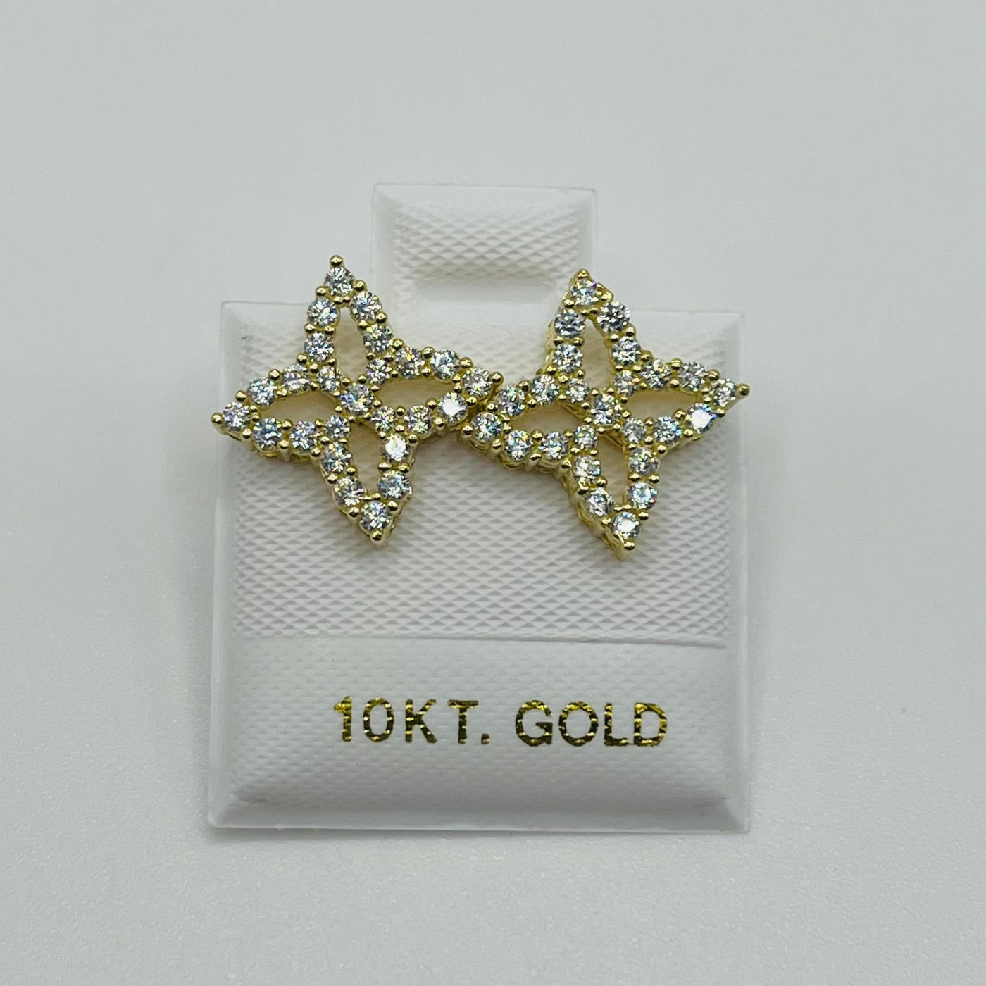 10K Yellow Gold 4 Point CZ Earrings