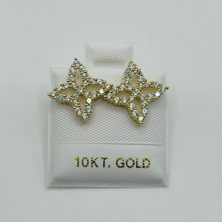 10K Yellow Gold 4 Point CZ Earrings