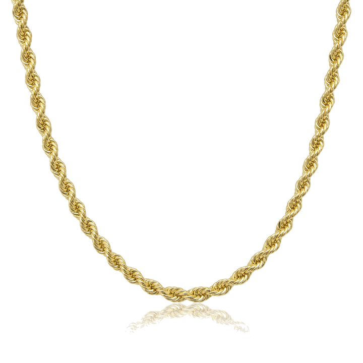 10K Gold 4mm Hollow Rope Chain — 10K real gold jewelry from STF Diamonds, Los Angeles