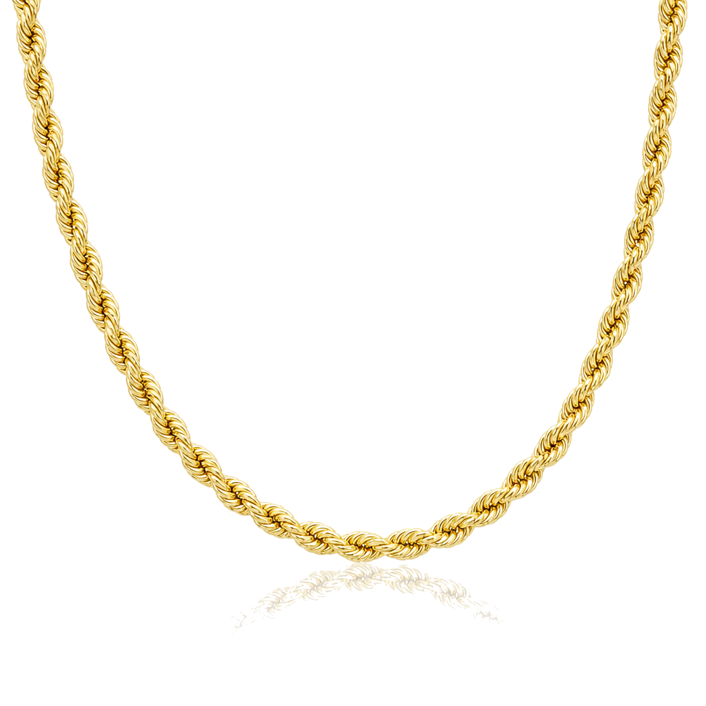 10K Gold 5mm Hollow Rope Chain — 10K real gold jewelry from STF Diamonds, Los Angeles