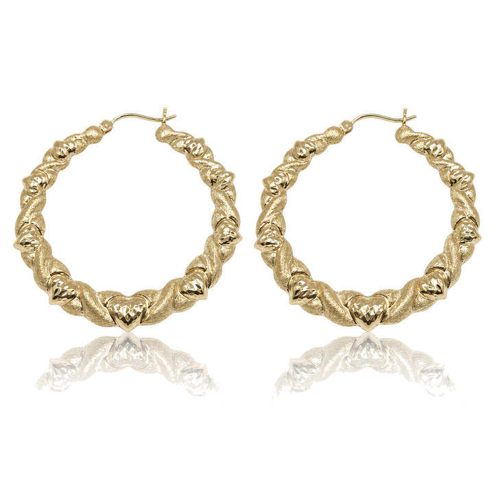 10K Gold All Heart Hoop Earrings 1.4" — 10K real gold jewelry from STF Diamonds, Los Angeles