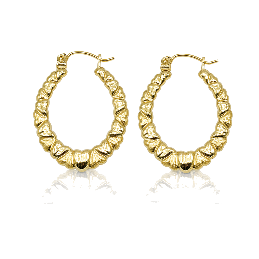 10K Gold All Heart Oval Hoops — 10K real gold jewelry from STF Diamonds, Los Angeles