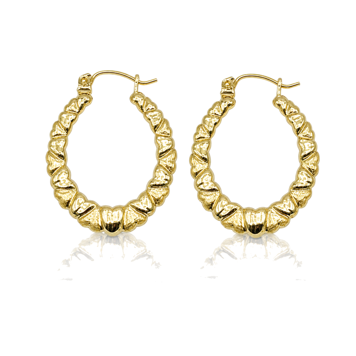 10K Gold All Heart Oval Hoops — 10K real gold jewelry from STF Diamonds, Los Angeles