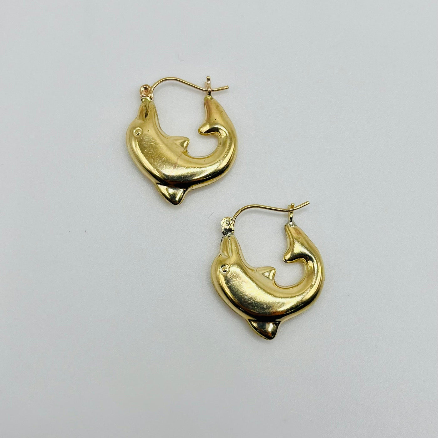 10K Yellow Gold At Sea Dolphin Hoops (Small)