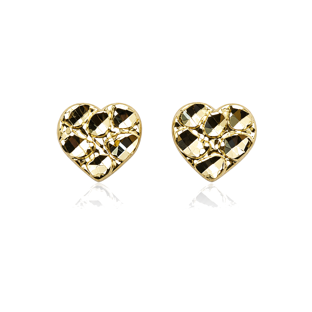 10K Gold Baby Heart Nugget Earrings — 10K real gold jewelry from STF Diamonds, Los Angeles