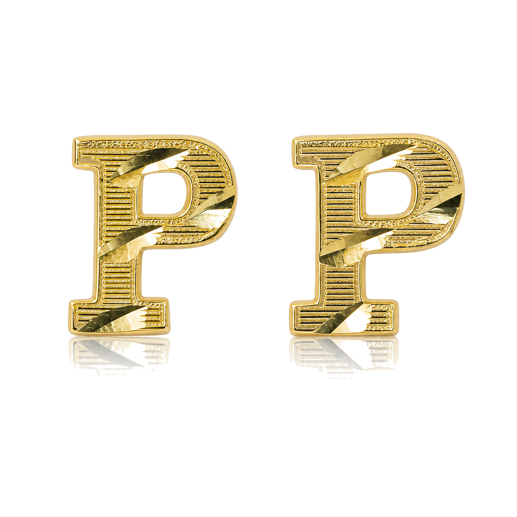 10K Gold Block Initial Earrings — 10K solid gold jewelry from STF Diamonds, Los Angeles