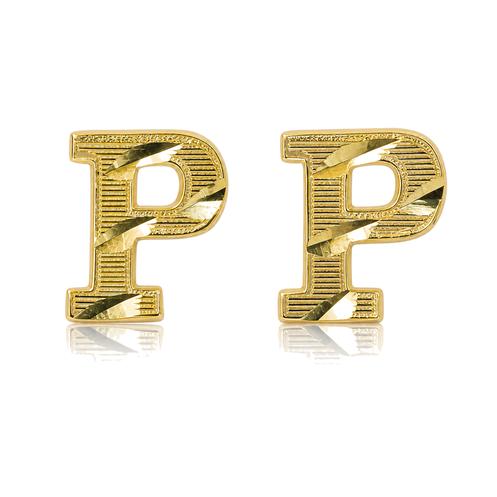 10K Gold Block Initial Earrings — 10K solid gold jewelry from STF Diamonds, Los Angeles