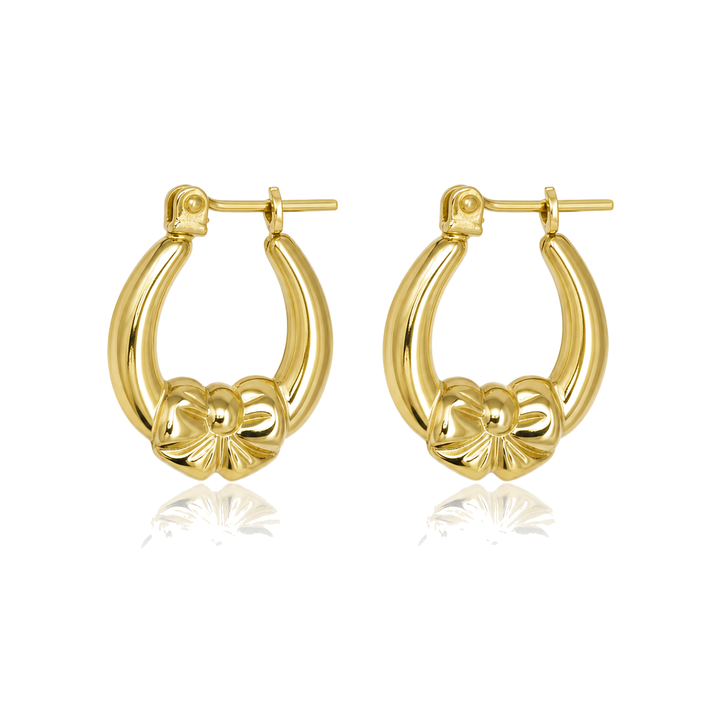 10K Gold Bow Hoop Earrings (sm, 0.5") — 10K real gold jewelry from STF Diamonds, Los Angeles